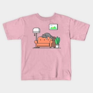 Sleepy cat cartoon Kids T-Shirt